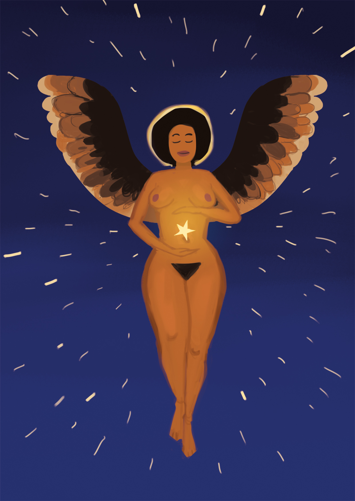 Afro-Engel hält einen Stern